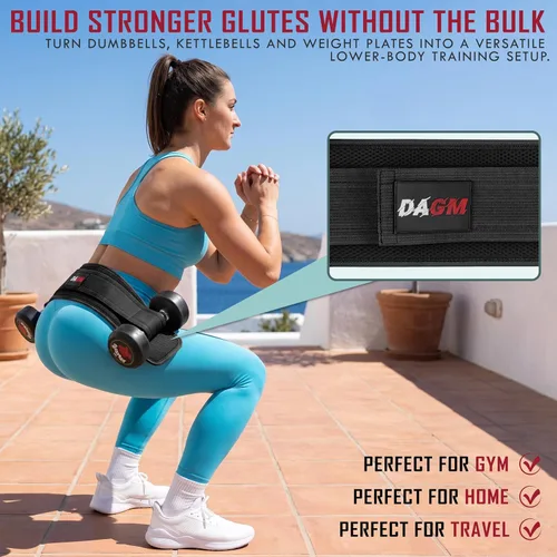 Vista 4 de DAGM Hip Thrust Belt for Dumbbells Heavy No Bruise. 500 lbs, Women & Men Negro