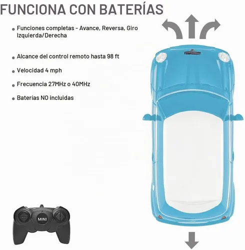 Vista 6 de RASTAR 1:24 RC Cars Toy Mini Cooper Car para Niños Mini Cooper S Coche De Control Remoto - Azul