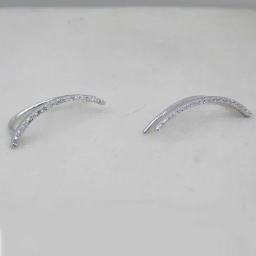 Vista 6 de Dazzlingrock Collection Aretes trepadores de diamantes blancos redondos de 0.22 quilates (ctw) para mujer en oro