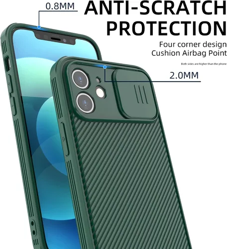 Vista 2 de Funda Magsafe para iPhone 12, funda protectora de cámara para iPhone 12 [compatible con cargador Magsafe] con cubierta deslizante para lente, funda