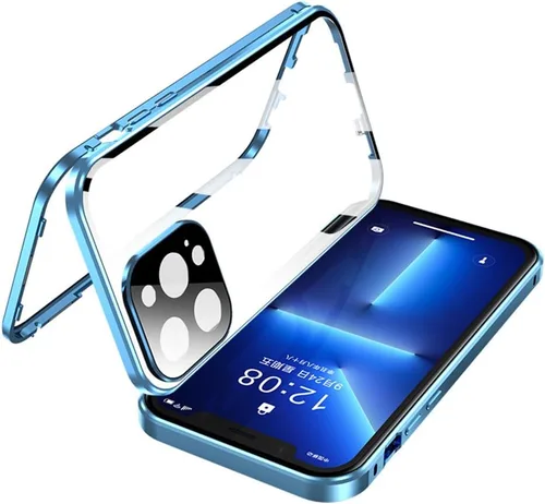 Vista 12 de Funda magnética con bloqueo de seguridad para iPhone 11 Pro de doble cara de vidrio de 360°, cubierta de cuerpo completo con protector de lente
