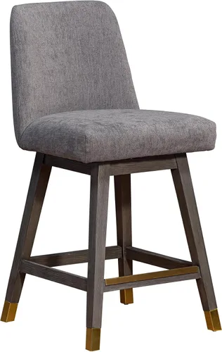 Vista 13 de Armen Living Sicily Modern Farmhouse Taburete giratorio de madera de nogal de 26 pulgadas de altura para encimera de isla de cocina, en piel Crema