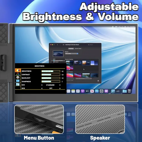 Vista 6 de domyfan Extensor de pantalla para portátil de 14 pulgadas, extensor de monitor dual portátil ultrafino con pantalla IPS FHD 1080P, Plug & Play a
