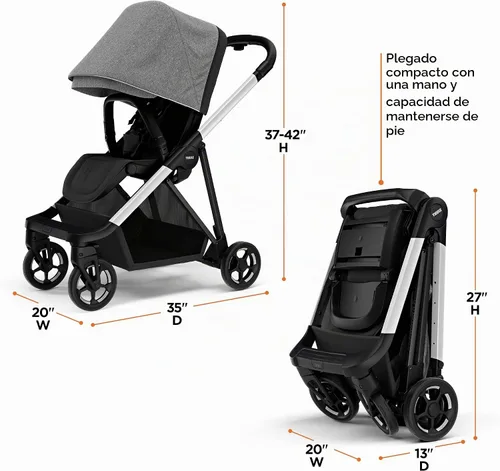 Vista 3 de Thule Cochecito de bebé Shine, características de cochecito de tamaño completo, diseño compacto y ligero, asiento reversible, cesta de Mezcla