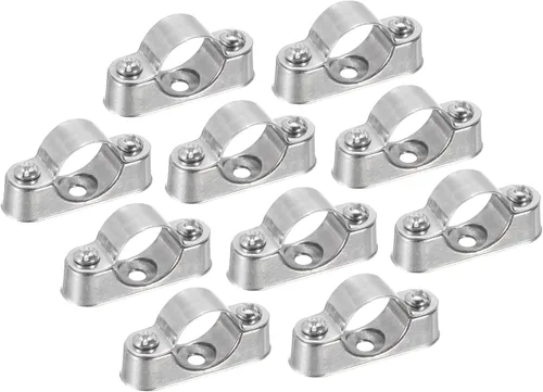 Vista 10 de UXCELL Paquete de 10 soportes de tubo - Abrazaderas para tubos de metal de 0.630 in de diámetro exterior, soportes de pared y techo