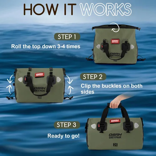 Vista 4 de Bolsa de lona impermeable de 40L y bolsa seca de 25L
