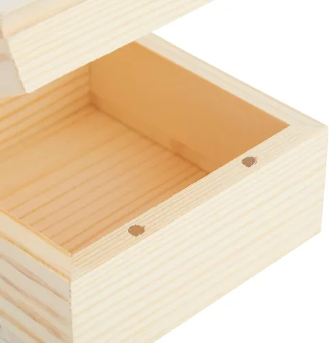 Vista 7 de Bright Creations Juego de cajas de madera con tapas con bisagras, paquete de 6, 3.5 x 3.5 x 2 pulgadas, madera de pino, cajas sin terminar con tapas