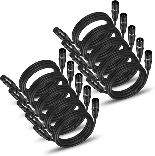 Vista 10 de EBXYA Paquete de 10 cables XLR de 3 pies - Cables de micrófono equilibrados DMX macho a hembra Cables de conexión premium, 3 pines