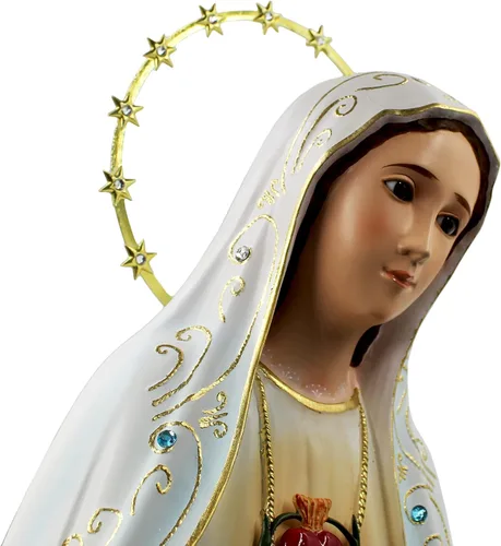 Vista 4 de Estatua religiosa pintada a mano del Sagrado Corazón de María de 32 pulgadas, fabricada en Portugal