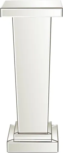 Vista 5 de Howard Elliott Collection Mesa de pedestal con espejo cónico, elegante y moderno estilo lateral de cama, diseño de acabado de espejo