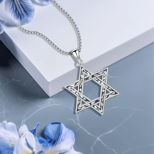 Vista 9 de DRINSPER TriskelionStar of DavidCeltic CrossPentagram Necklace 925 Sterling Silver Celtic Pendant Spiritual Jewelry for Women Men