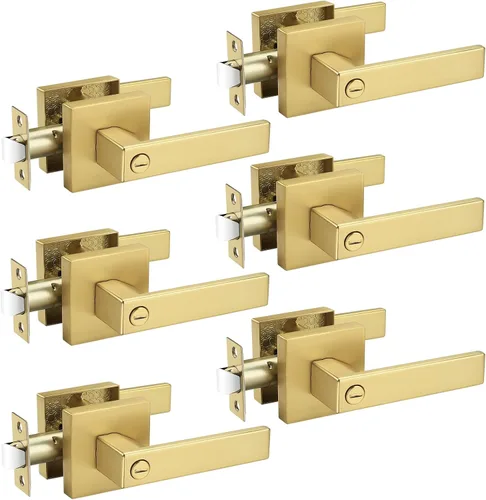 Vista 16 de Probrico - 1 manija inactiva dorada para puerta, moderna, para armario, resistente, para interior, sin giro, reversible para lado derecho e izquierdo