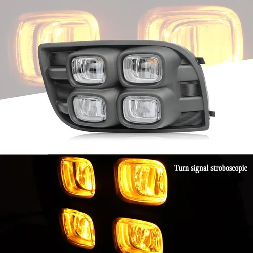 Vista 2 de Luz de circulación diurna LED frontal con conmutación Switchback blanca/ámbar, función de señal de giro secuencial Compatible con kit de luz