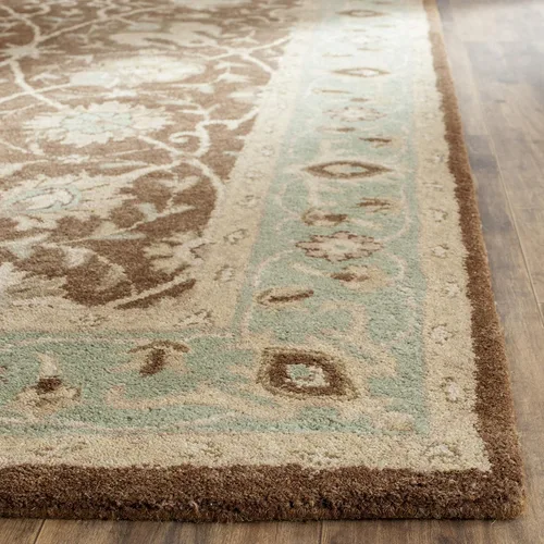 Vista 3 de SAFAVIEH Colección Antigüedad - Alfombra decorativa - 2.3 x 4 pies, marrón y verde, lana tradicional oriental hecha a mano, ideal para áreas de alto