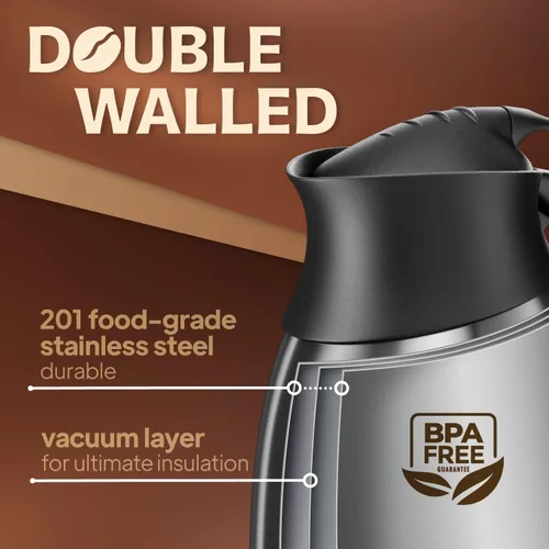Vista 3 de Jarra de café para mantener el café caliente, jarra térmica aislada al vacío de 68 onzas por Coffmax