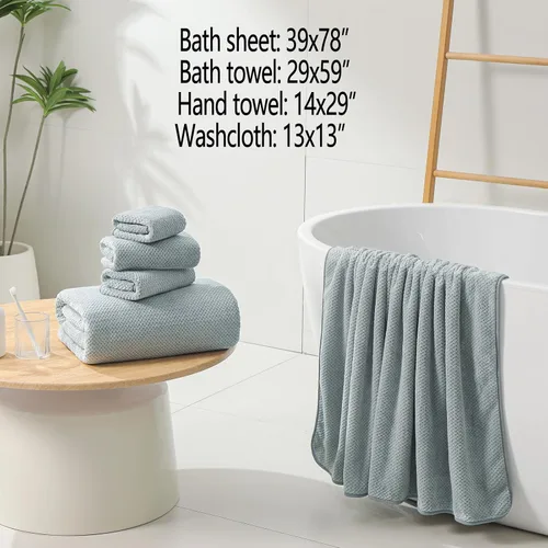 Vista 2 de YTYC Toallas, 39x78 pulgadas Sábanas de baño extragrandes para adultos Juegos de toallas de baño extra grandes de lujo de 6 Toallas de ducha súper