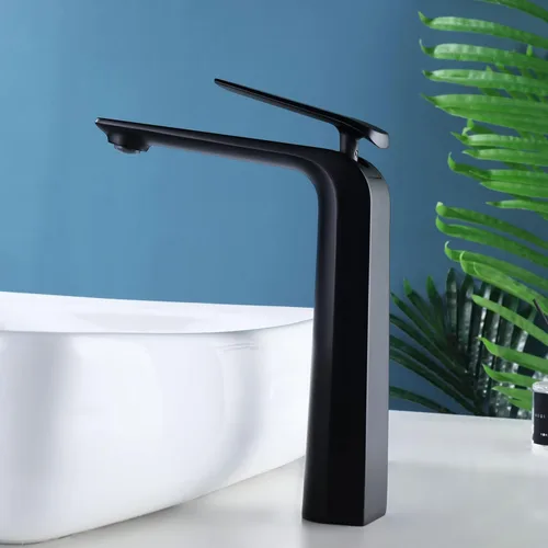 Vista 22 de TOCALOCA Grifos Altos de Baño Oro Cepillado, Grifo de Palanca de Una Sola Manija con Un Orificio para Lavabo de Vasija, Grifo de Lavabo de Latón
