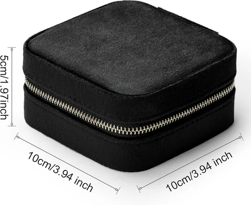 Vista 2 de Sightor Joyero organizador de terciopelo para viaje, pequeño joyero con espejo, portátil, estuche de almacenamiento de joyas para anillos, aretes