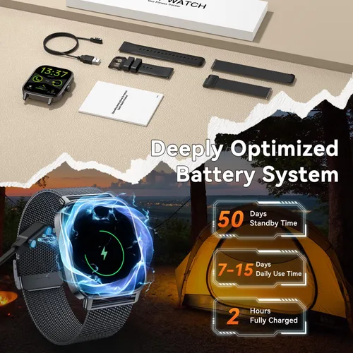 Vista 8 de Reloj inteligente para hombres y mujeres, rastreador de ejercicio: resistente al agua, respuesta de llamadas Bluetooth, haz relojes inteligentes