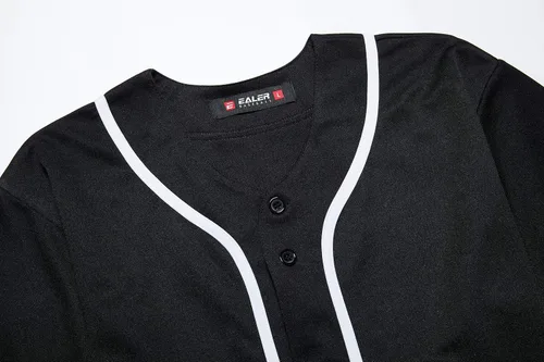 Vista 5 de EALER BJ80 Series - Camiseta de béisbol para hombre, con botones, manga corta, hipster, hip hop, uniformes deportivos