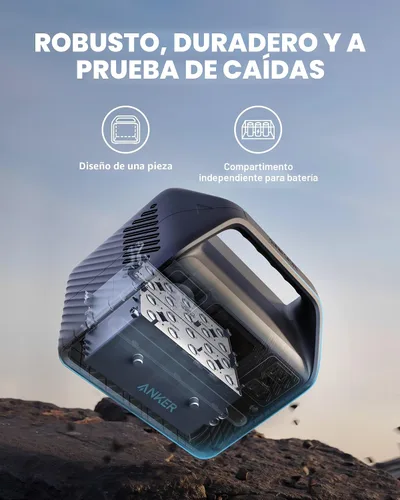 Vista 2 de Estación de energía portátil Anker 521 mejorada con batería LiFePO4, PowerHouse de 256Wh y 6 puertos, generador solar de 300W (600W pico)
