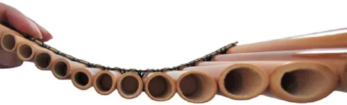 Vista 6 de Pan Flute 15 tubos sintonizables de bambú natural de Perú estuche incluido (marrón)
