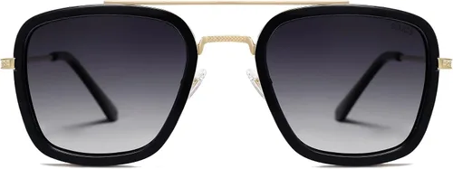 Vista 2 de SOJOS Gafas de sol polarizadas para hombres y mujeres, estilo aviador, retro, cuadradas, montura de aleación clásica, HERO SJ1126