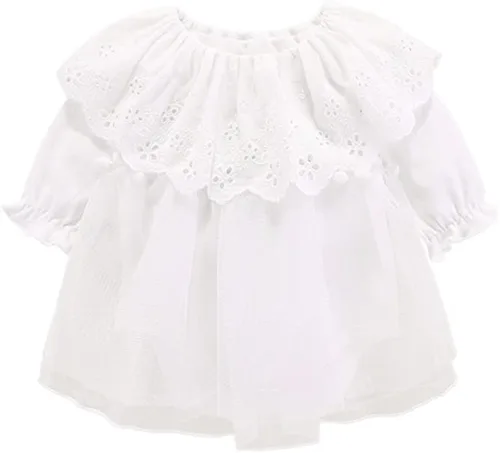 Vista 4 de Vestido de bebé para niña, de luna completa, de princesa, para primer cumpleaños, color rojo, de manga larga