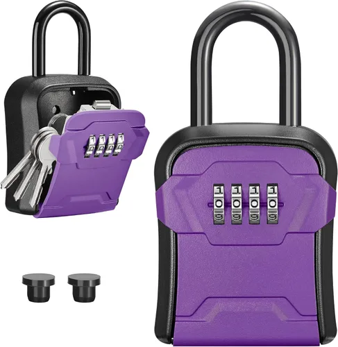 Vista 10 de Puroma Caja de Seguridad, Caja de Llaves con Cerradura de Montaje en Pared y Caja de Seguridad Portátil con Código Reiniciable, Caja de Seguridad