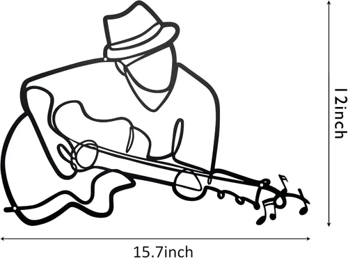 Vista 2 de Noxozoqm - Arte de pared de guitarra de metal negro para aula y decoración de sala de música, regalo ideal para amantes de la música, 15.7 x 12