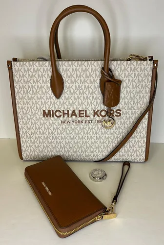 Vista 3 de Michael Kors Mirella MD EW - Bolsa de mano con logotipo grande continental y gancho para bolso
