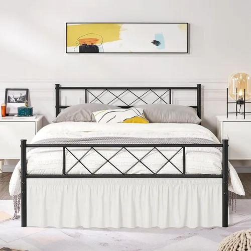 Vista 17 de Biscaynebay Faldas de cama envolventes con esquinas divididas para camas Twin/Twin XL de 15 pulgadas de caída, volantes de polvo elásticos Negro