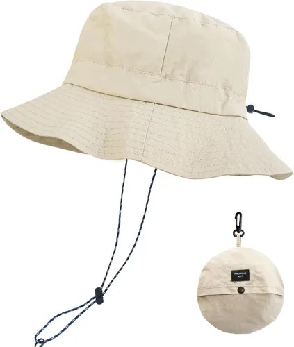 Vista 20 de PFFY Packable Sun Bucket Hat for Men Women Outdoor UV Protection Sun Hats Caqui