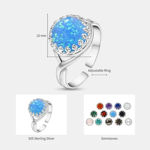 Vista 39 de 925 Sterling Silver Gemstone Rings for Women - Anniversary Rings for Women - Sterling Silver Rings for Women - Dainty Sterling Silver Rings