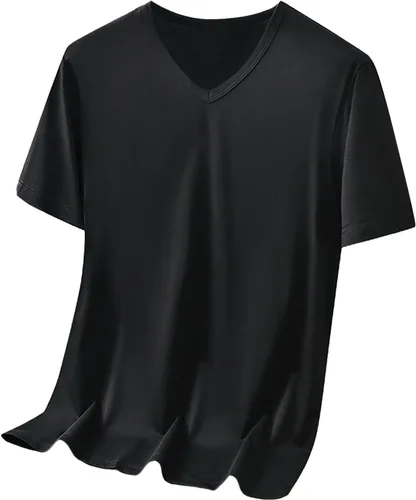 Vista 10 de Camisas grandes y altas para hombre, pesadas, cuello redondo, de algodón, que absorben la humedad, atlética, elástica, hipster