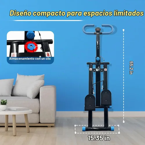 Vista 6 de Máquina paso a paso con asas ajustables, máquina de ejercicio paso a paso compacta con pantalla LCD para entrenamiento cardiovascular en casa