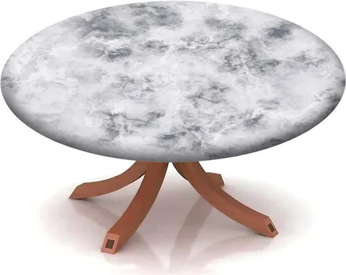 Vista 12 de Mantel redondo ajustable con patrón de mármol, borde elástico, adecuado para catering y cocina, se puede limpiar para mesas redondas de comedor