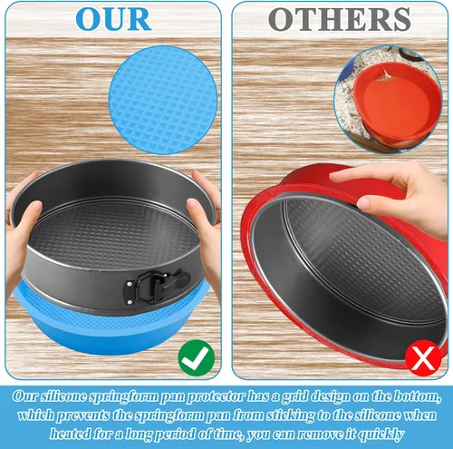 Vista 4 de Protector de silicona para tartas de queso de 9 pulgadas, protector de molde desmontable antiadherente sin BPA para tartas de queso, evita que