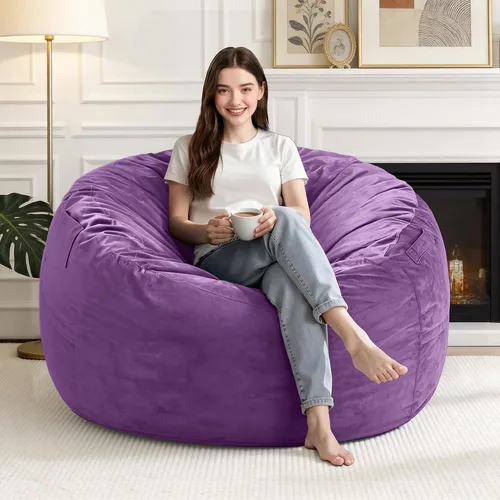 Vista 43 de Silla Puf de 2 Pies con Funda de Terciopelo Ultra Suave Sofá Puf con Espuma con Memoria Sillas Puf de Tamaño Grande Sofá Perezoso para Dormitorio