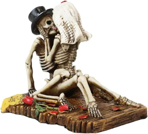 Vista 6 de Ebros Gift Love Never Dies Castaway Sea Stranded Wedding Skeleton Pareja Sexo en la playa Figura Día de los Muertos Halloween Decorativo San