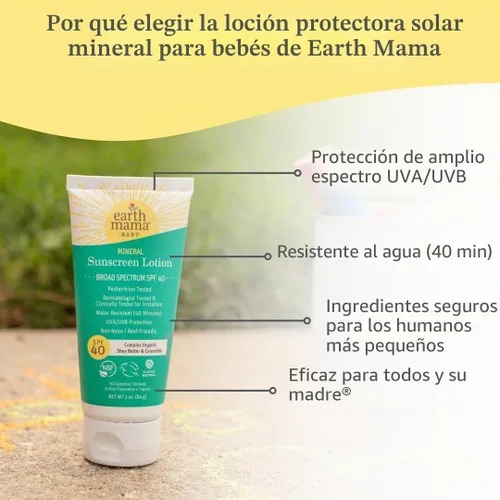 Vista 6 de Loción protectora solar mineral Uber-Sensitive SPF 40 para niños de Earth Mama