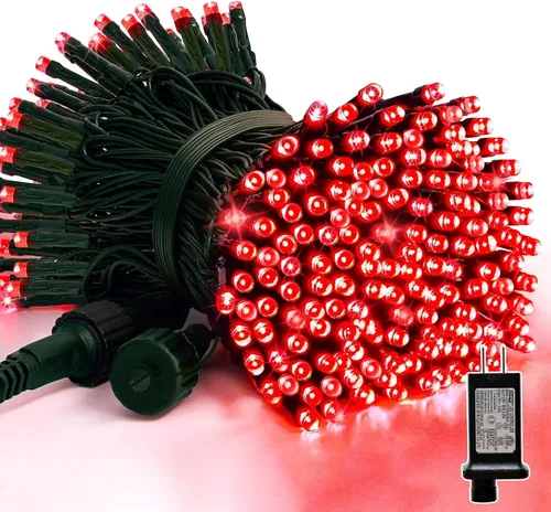 Vista 10 de Cadena de luces decorativas navideñas de 33 pies, 100 luces LED de alambre verde, luces de hadas estrelladas enchufables, 16 modos de iluminación