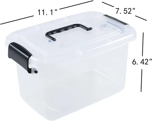 Vista 2 de Paquete de 6 contenedores de almacenamiento para el hogar, contenedor de plástico, caja de cierre con asa (mango negro)