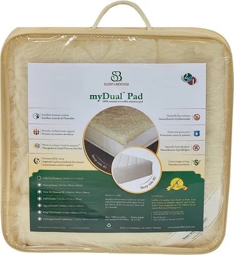 Vista 8 de Sleep & Beyond myDual Pad, 100% lavable y reversible de lana, tamaño individual 39 x 76 pulgadas
