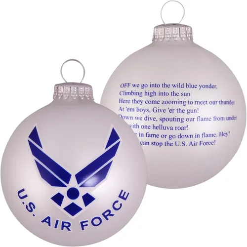 Vista 10 de Christmas by Krebs 80 mm (3 1/4") Fabricadas en los Estados Unidos Adorno de bola de Navidad patriótico, con logotipo y himno de vidrio sin uniones