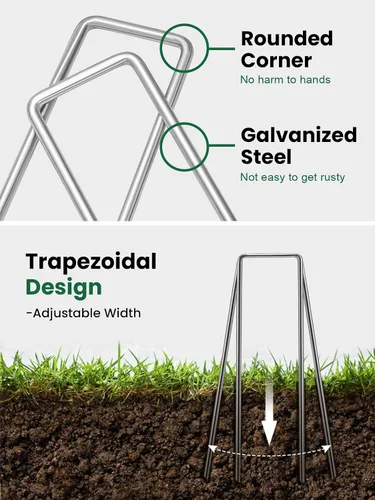 Vista 4 de GROWNEER Paquete de 50 Grapas para Paisajismo de 4 Pulgadas de Servicio Pesado Calibre 11 Acero Galvanizado Estacas de Jardín Grapas Clavijas