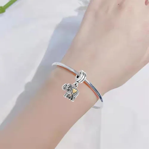 Vista 4 de TGLS Abalorio de elefante de la suerte compatible con pulseras Pandora