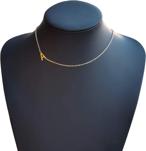 Vista 4 de Collar con inicial de acero inoxidable chapado en oro de 18 quilates con minúscula, collar personalizado para mujer
