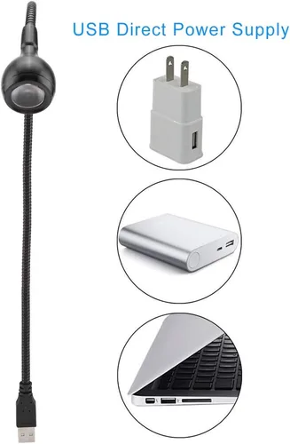 Vista 4 de Luz de computadora de cuello de cisne, lámpara de escritorio portátil USB LED de cuello flexible de 1 W, lámparas con puerto de carga USB para 04