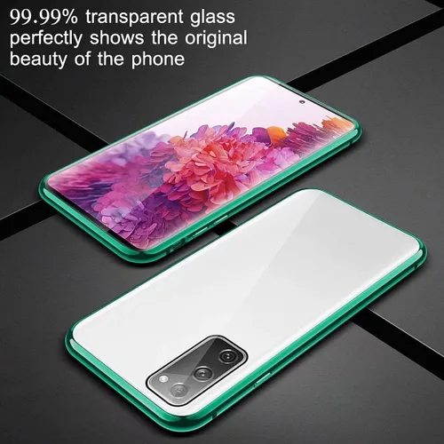 Vista 7 de Funda magnética para Huawei P30 Lite, protección completa de 360°, parachoques de metal con parte delantera y trasera, cubierta abatible de vidrio